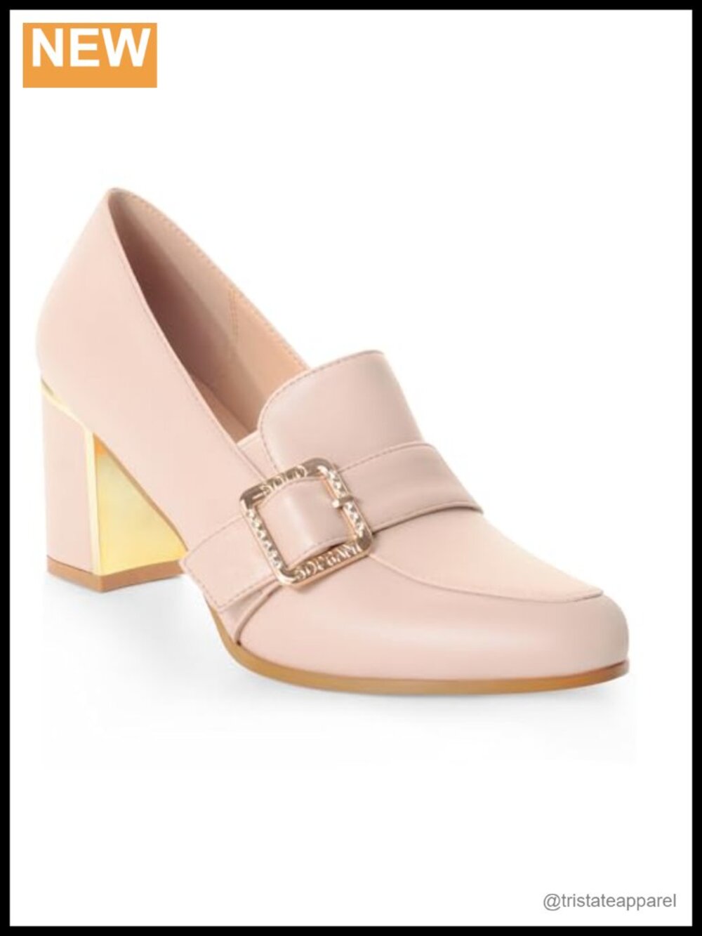 Women's Chunky Block Heel Pumps Faux Leather Closed Toe Buckle Work Shoes